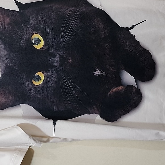 Black cat graphic short sleeve polyester t-shirt men's size small - Picture 6 of 9